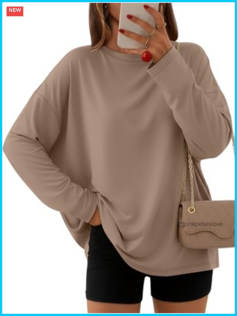 Oversized Long Sleeve Crewneck T-Shirt Casual Top
